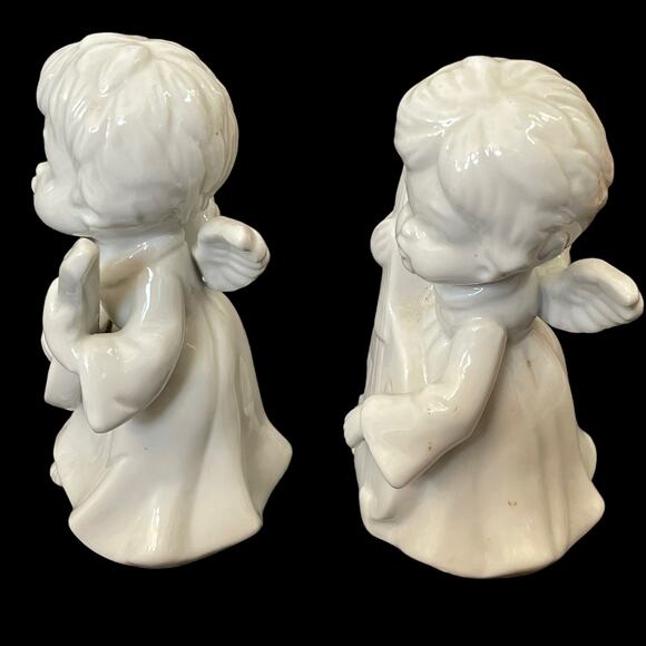 Enesco White Porcelain Angel Figures with Instruments Glazed Vtg 1979 READ - Picture 2 of 10